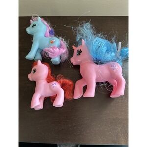 My Little Pony Lot 3 Pink Blue Hair Red Mushroom Bee